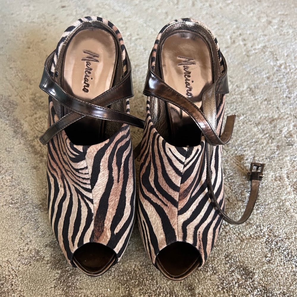 Marciano Zebra Print Heels - Brown and Black
